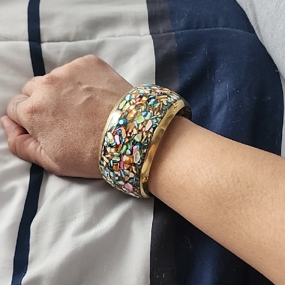 Source Unknown Colorful Mosaic Gold Bracelet